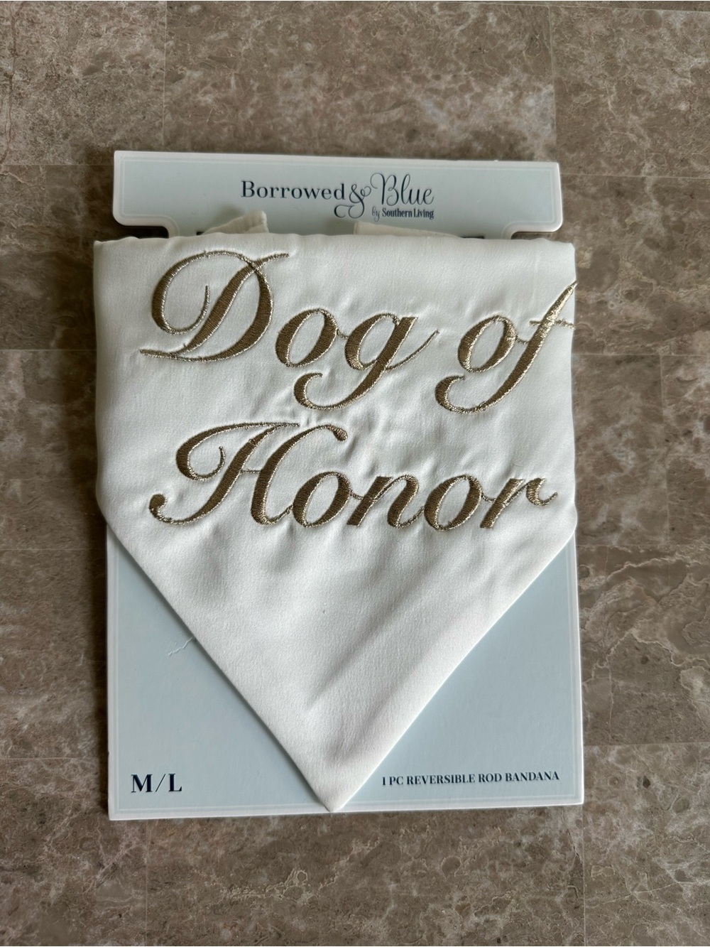 Dog of Honor Reversible Bandana - White with Gold Script